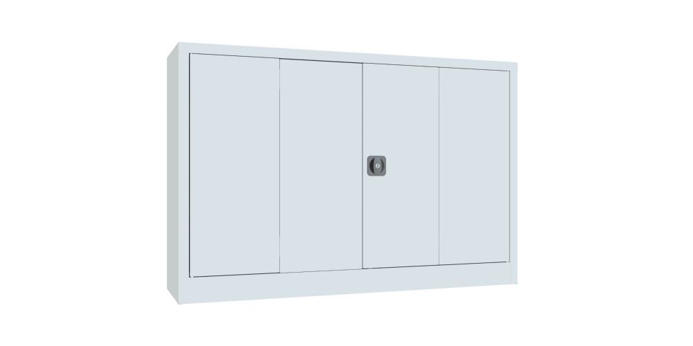 Produktbild Falttürenschrank, 1000x1500x400 mm, Drehgriff, 2 Böden verzinkt, RAL 7035 bild 2