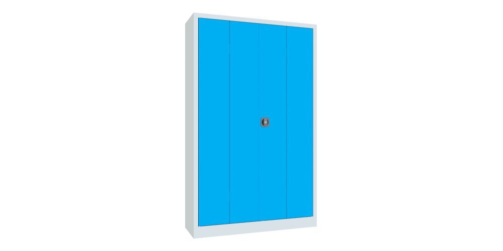 Produktbild PAVOY Falttürenschrank 1950x1200x400 mm Drehgriff 2 Böden verzinkt RAL 7035/5012