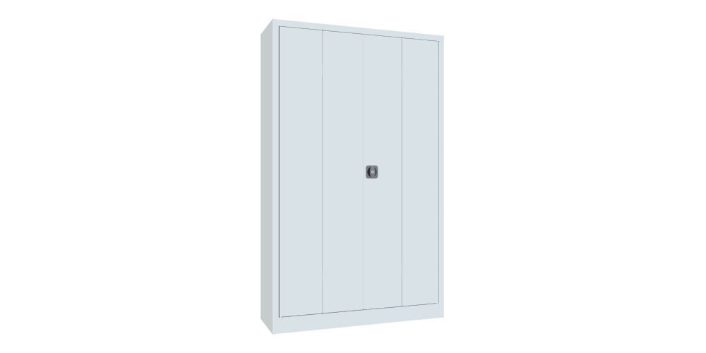 Produktbild PAVOY Falttürenschrank 1950x1200x400 mm Drehgriff 2 Böden verzinkt RAL 7035