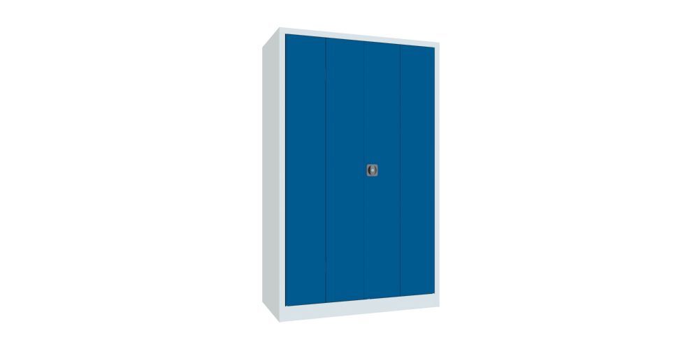 Produktbild PAVOY Falttürenschrank 1950x1200x600 mm Drehgriff 2 Böden verzinkt RAL 7035/5010