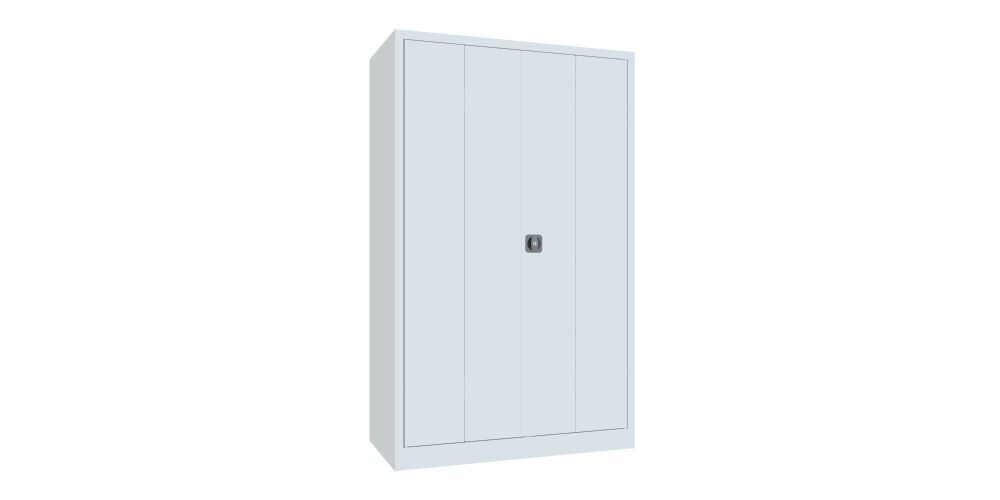 Produktbild PAVOY Falttürenschrank 1950x1200x600 mm Drehgriff 2 Böden verzinkt RAL 7035