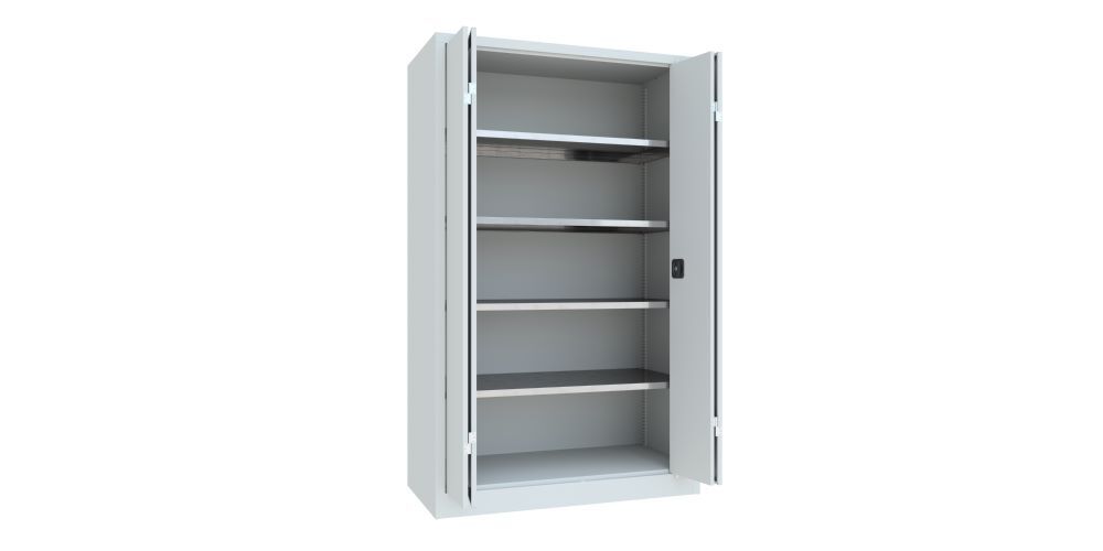 Produktbild Falttürenschrank, 1950x1200x600 mm, Drehgriff, 2 Böden verzinkt, RAL 7035 bild 2
