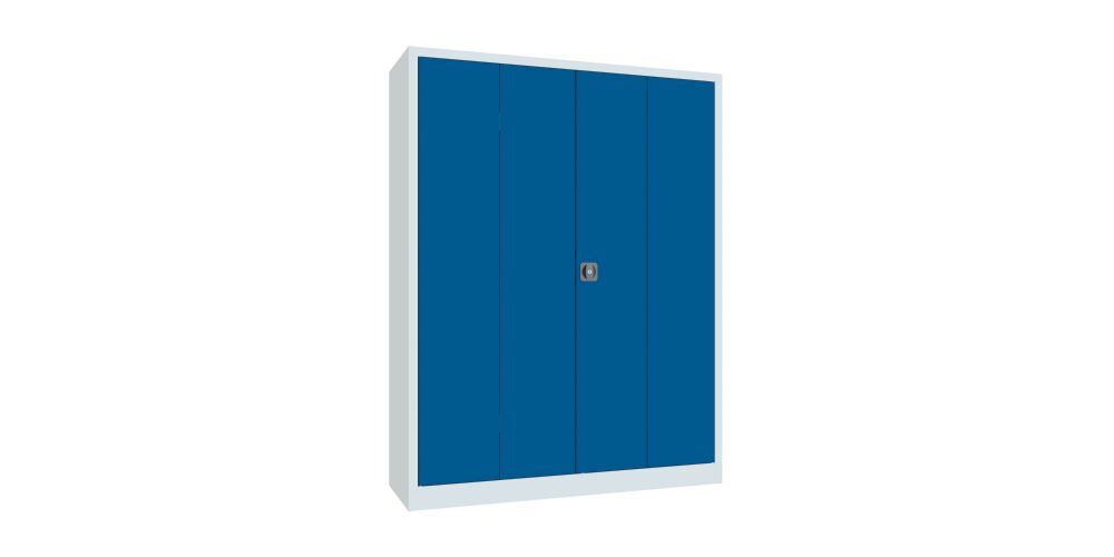 Produktbild Falttürenschrank, 1950x1500x500 mm, Drehgriff, 2 Böden verzinkt, RAL 7035/5010 bild 2