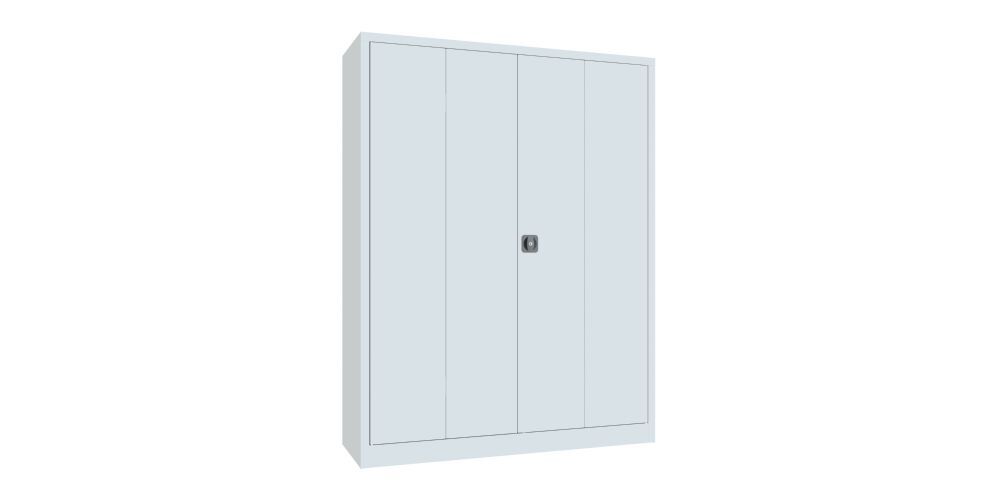 Produktbild Falttürenschrank, 1950x1500x500 mm, Drehgriff, 2 Böden verzinkt, RAL 7035 bild 2