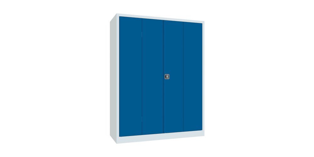 Produktbild Falttürenschrank, 1950x1500x600 mm, Drehgriff, 2 Böden verzinkt, RAL 7035/5010 bild 2