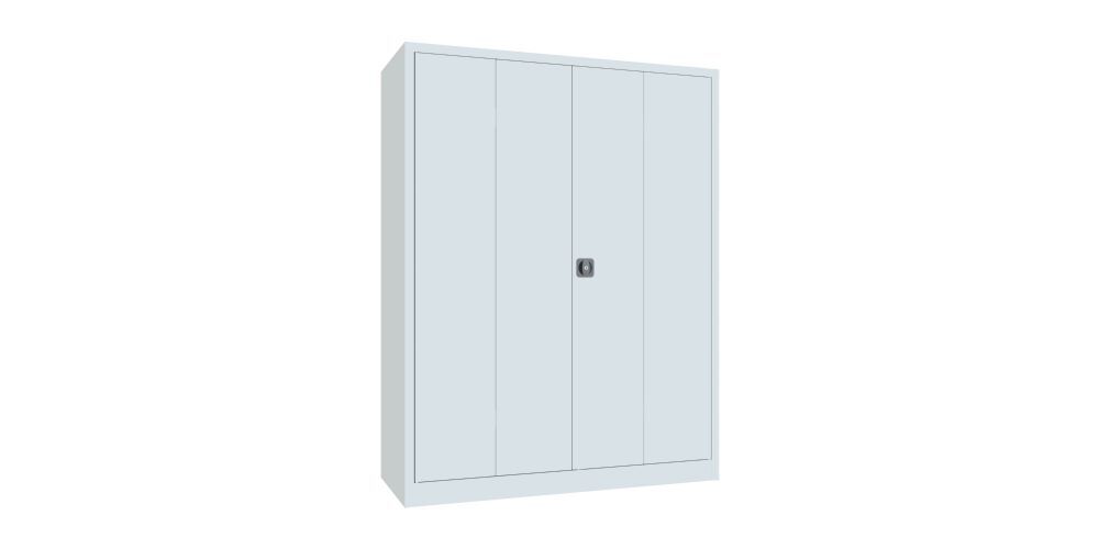 Produktbild PAVOY Falttürenschrank 1950x1500x600 mm Drehgriff 2 Böden verzinkt RAL 7035
