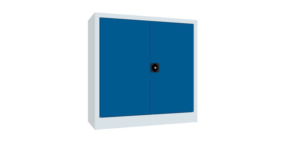 Produktbild Flügeltürenschrank, 1000x1000x400 mm, 2 Böden gepulvert, RAL 7035/5010 bild 2