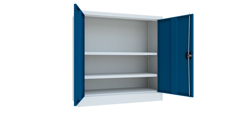 Produktbild Flügeltürenschrank, 1000x1000x400 mm, 2 Böden gepulvert, RAL 7035/5010 bild 3