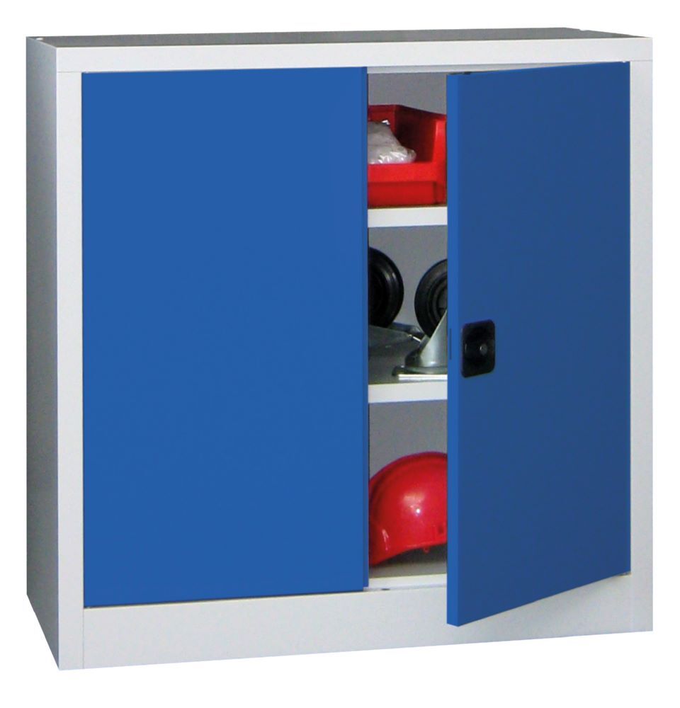 Produktbild PAVOY Flügeltürenschrank 1000x1000x400 mm 2 Böden gepulvert RAL 7035/5010