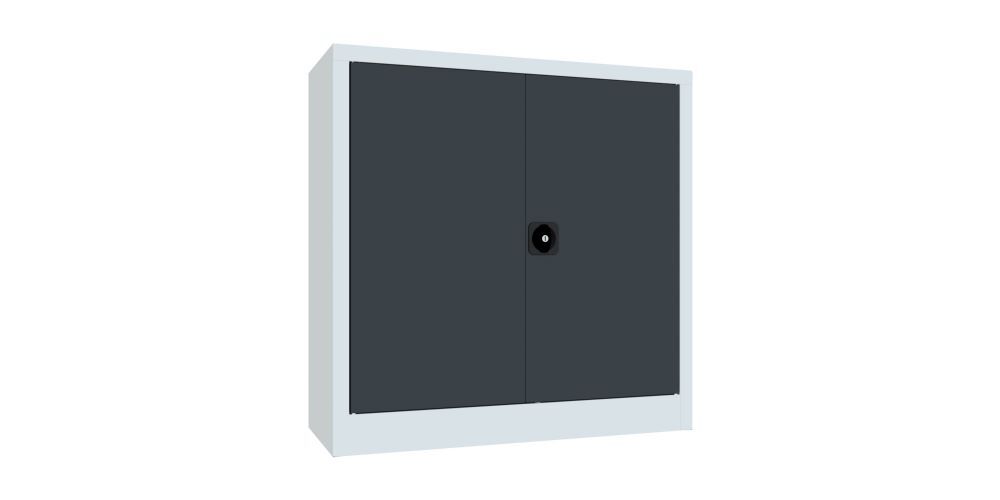 Produktbild Flügeltürenschrank, 1000x1000x400 mm, 2 Böden gepulvert, RAL 7035/7016 bild 2