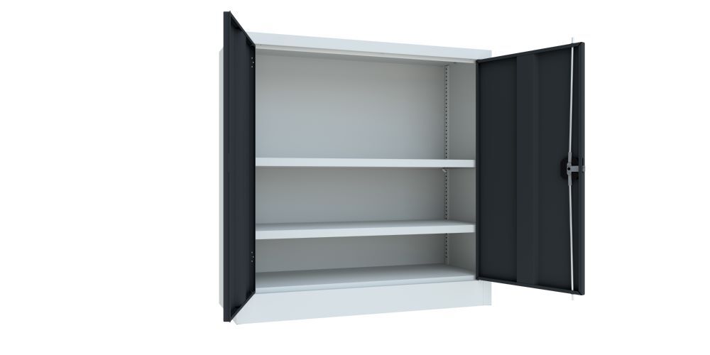 Produktbild PAVOY Flügeltürenschrank 1000x1000x400 mm 2 Böden gepulvert RAL 7035/7016