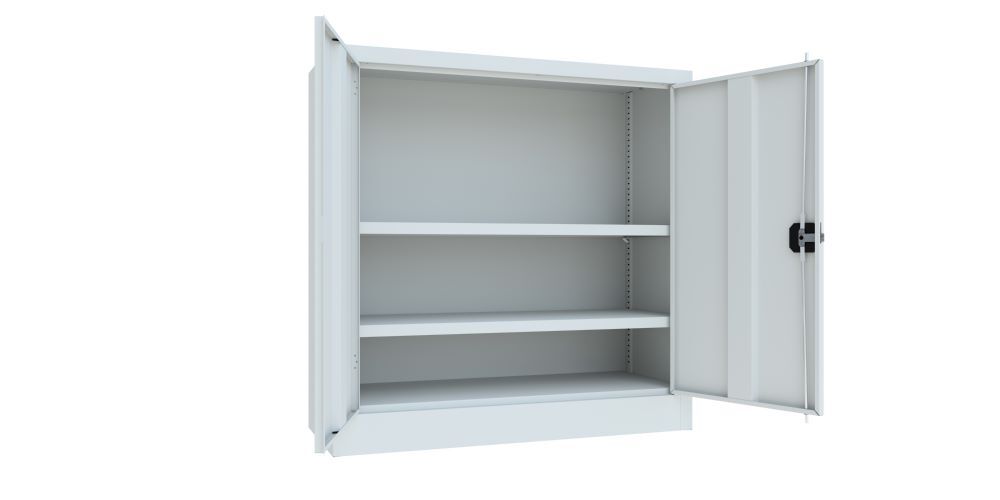Produktbild Flügeltürenschrank, 1000x1000x400 mm, 2 Böden gepulvert, RAL 7035 bild 3