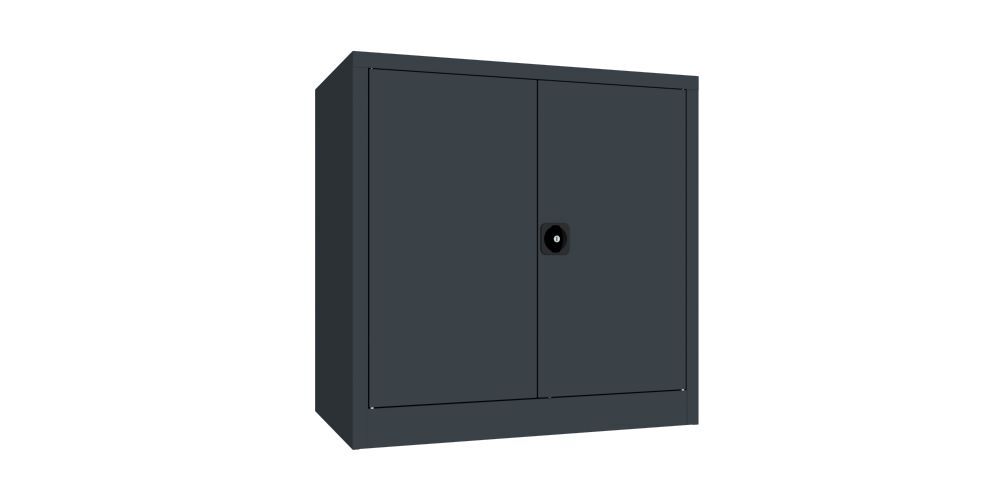 Produktbild Flügeltürenschrank, 1000x1000x600 mm, 2 Böden gepulvert, RAL 7016 bild 2