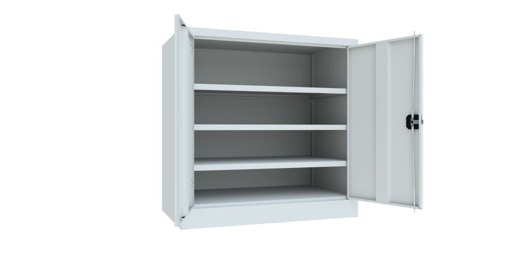 Produktbild Flügeltürenschrank, 1000x1000x600 mm, 2 Böden gepulvert, RAL 7035 bild 3