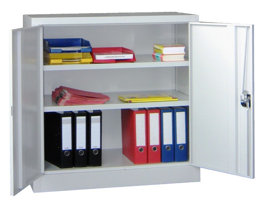 Produktbild PAVOY Flügeltürenschrank 1000x1000x600 mm 2 Böden gepulvert RAL 7035