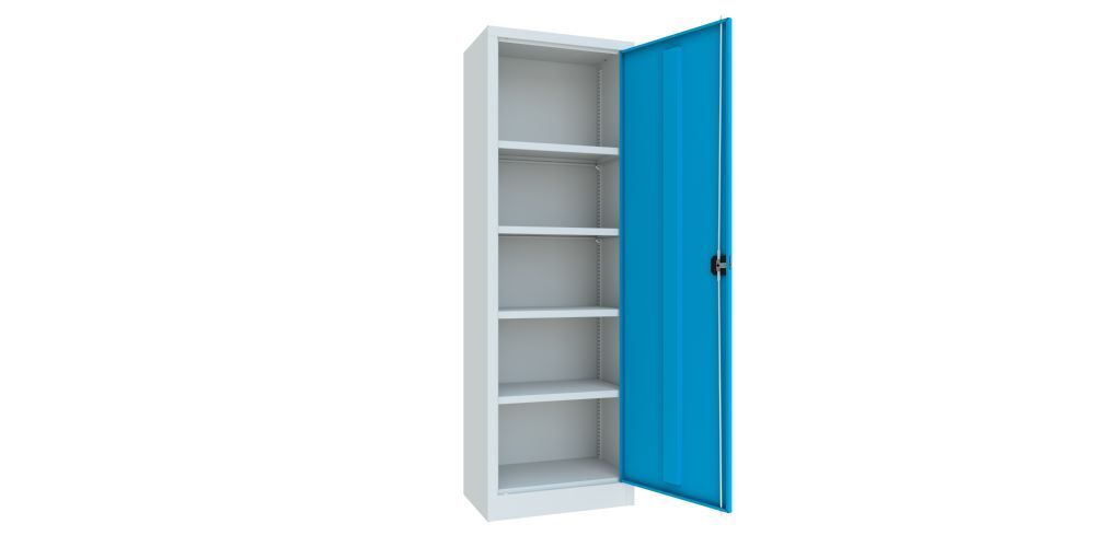 Produktbild Flügeltürenschrank, 1950x640x400 mm, 4 Böden gepulvert, RAL 7035/5012 bild 2