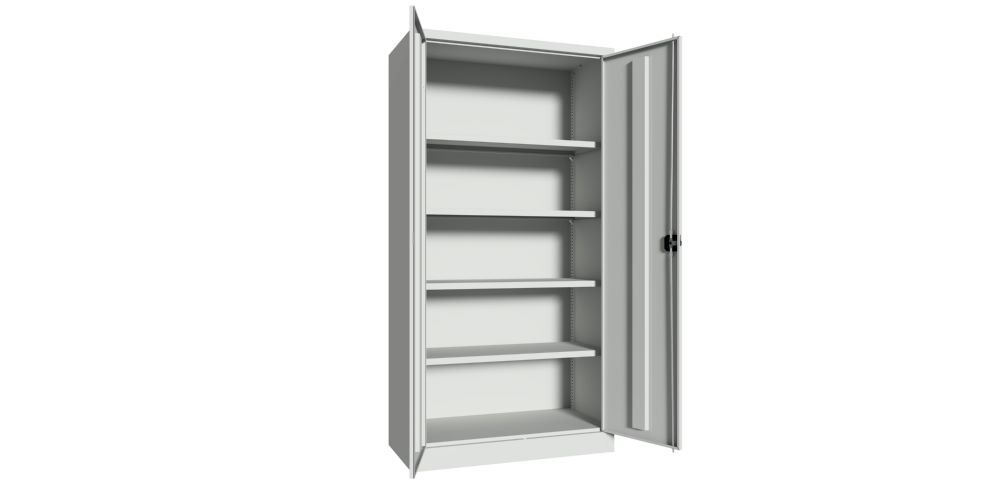 Produktbild Flügeltürenschrank, 1950x1000x500 mm, 4 Böden gepulvert, RAL 7035 bild 2