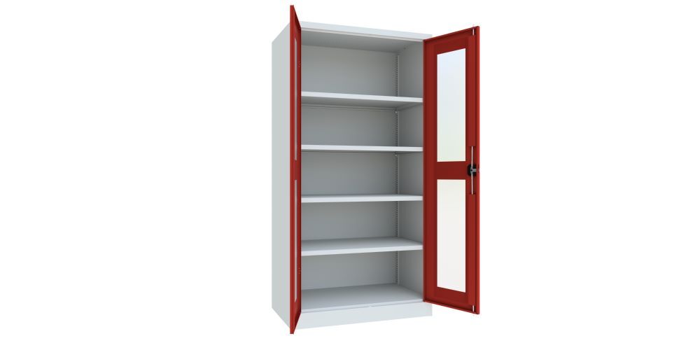 Produktbild Flügeltürenschrank, 1950x1000x600 mm, 4 Böden gepulvert, RAL 7035/3000 bild 2