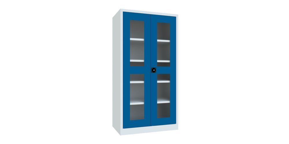 Produktbild PAVOY Flügeltürenschrank 1950x1000x600 mm 4 Böden gepulvert RAL 7035/5010