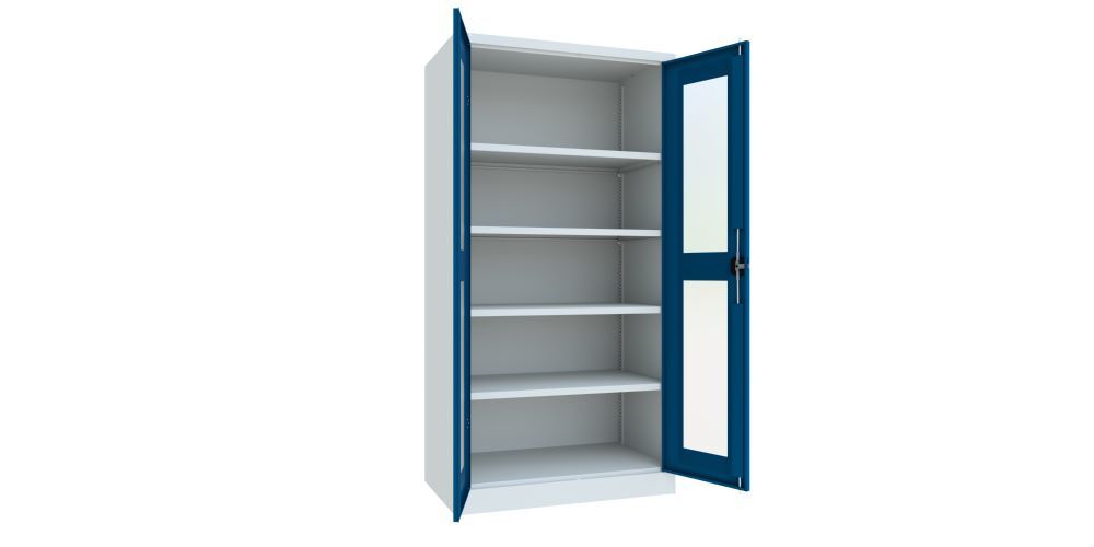 Produktbild Flügeltürenschrank, 1950x1000x600 mm, 4 Böden gepulvert, RAL 7035/5010 bild 2