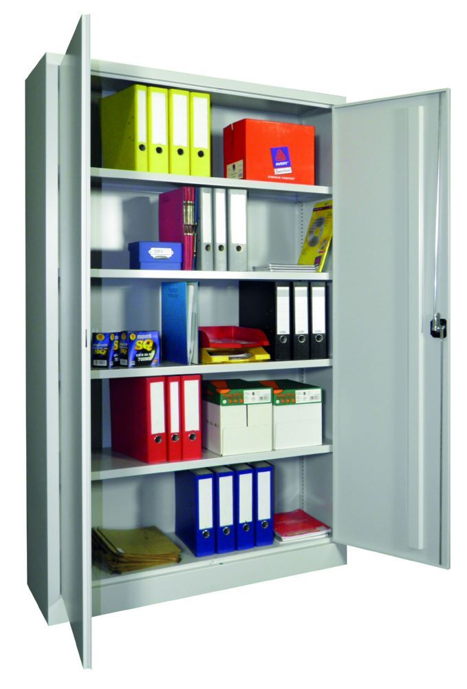 Produktbild Flügeltürenschrank, 1950x1200x400 mm, 4 Böden gepulvert, RAL 7035 bild 2