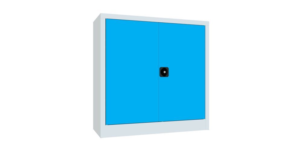 Produktbild Flügeltürenschrank, 1000x1000x400 mm, 2 Böden verzinkt, RAL 7035/5012 bild 2