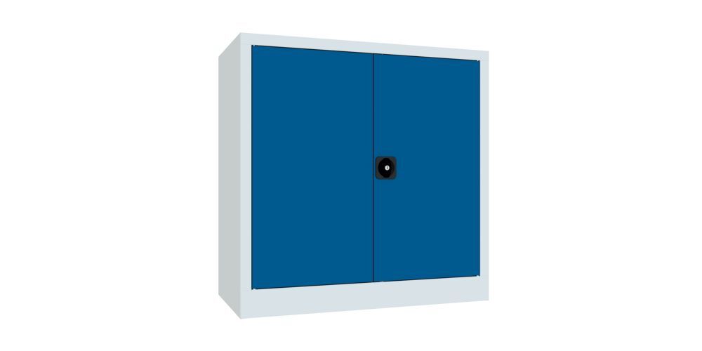 Produktbild Flügeltürenschrank, 1000x1000x500 mm, 2 Böden verzinkt, RAL 7035/5010 bild 2