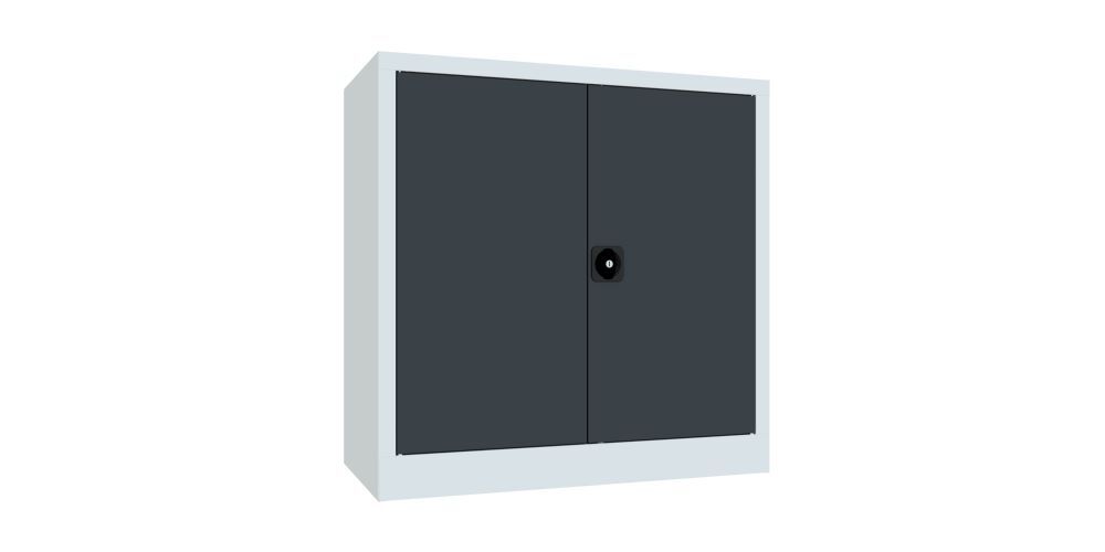 Produktbild Flügeltürenschrank, 1000x1000x500 mm, 2 Böden verzinkt, RAL 7035/7016 bild 2
