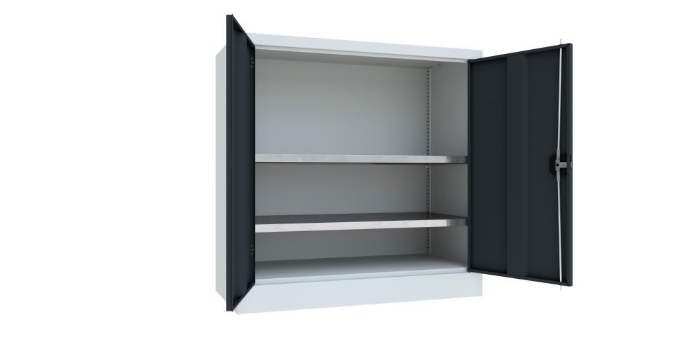 Produktbild PAVOY Flügeltürenschrank 1000x1000x500 mm 2 Böden verzinkt RAL 7035/7016