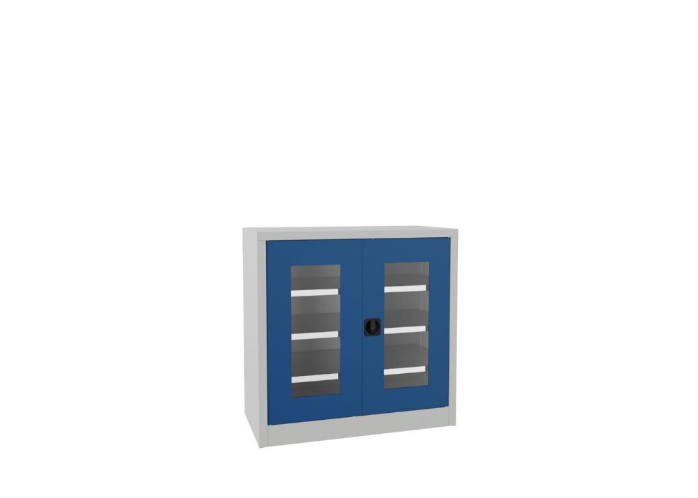Produktbild Flügeltürenschrank, 1000x1000x500 mm, 2 Böden verzinkt, RAL 7035/5010 bild 2