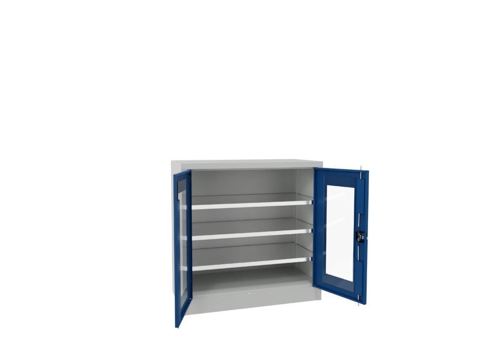 Produktbild PAVOY Flügeltürenschrank 1000x1000x500 mm 2 Böden verzinkt RAL 7035/5010