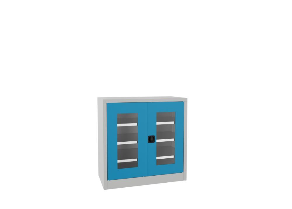 Produktbild Flügeltürenschrank, 1000x1000x500 mm, 2 Böden verzinkt, RAL 7035/5012 bild 2