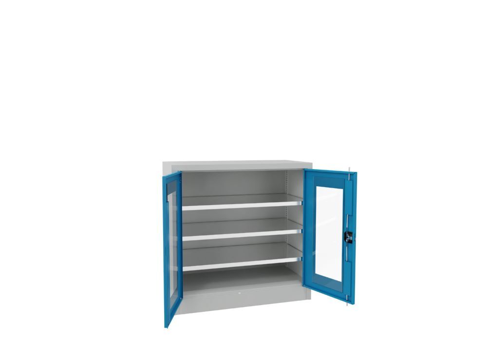 Produktbild PAVOY Flügeltürenschrank 1000x1000x500 mm 2 Böden verzinkt RAL 7035/5012