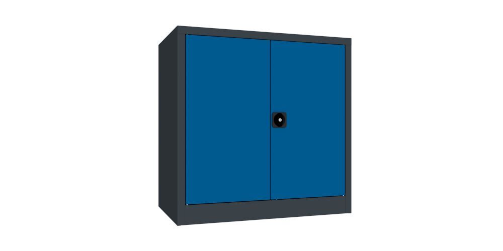 Produktbild Flügeltürenschrank, 1000x1000x600 mm, 2 Böden verzinkt, RAL 7016/5010 bild 2