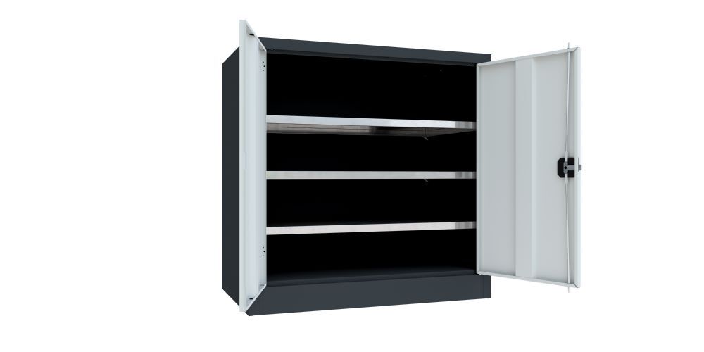 Produktbild Flügeltürenschrank, 1000x1000x600 mm, 2 Böden verzinkt, RAL 7016/7035 bild 2
