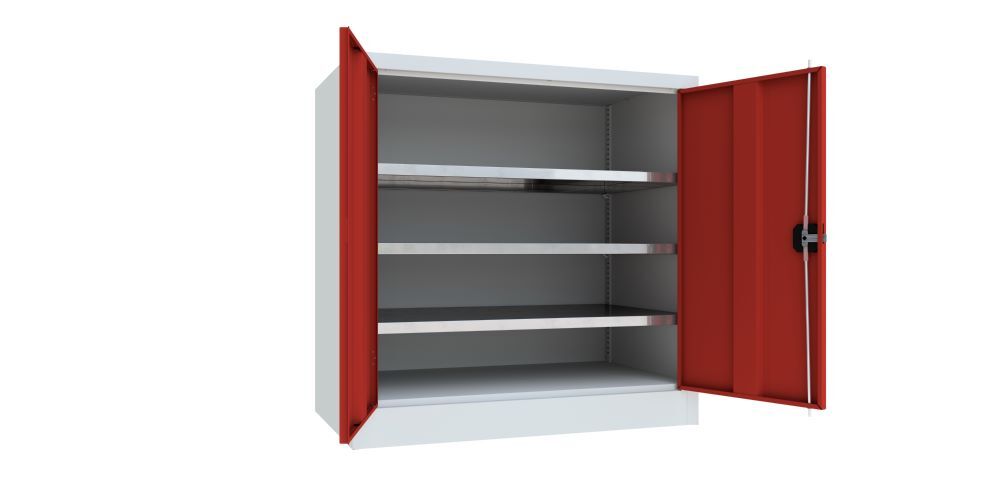 Produktbild Flügeltürenschrank, 1000x1000x600 mm, 2 Böden verzinkt, RAL 7035/3000 bild 2