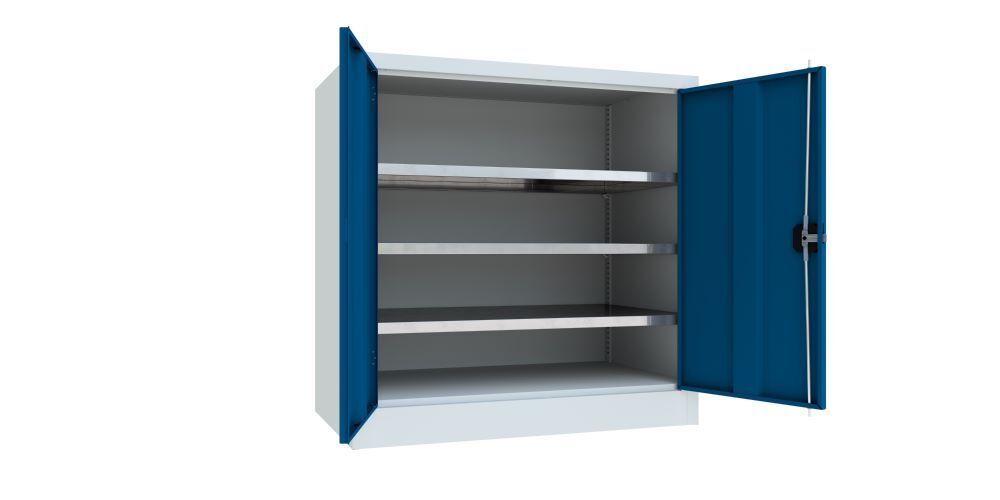 Produktbild Flügeltürenschrank, 1000x1000x600 mm, 2 Böden verzinkt, RAL 7035/5010 bild 2