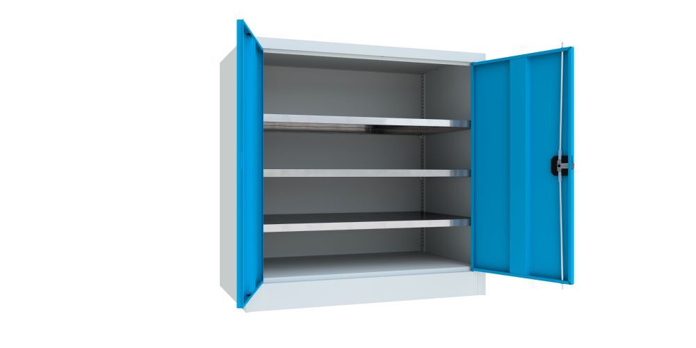Produktbild Flügeltürenschrank, 1000x1000x600 mm, 2 Böden verzinkt, RAL 7035/5012 bild 2