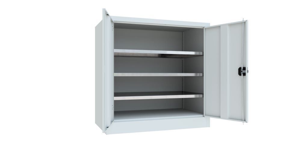 Produktbild Flügeltürenschrank, 1000x1000x600 mm, 2 Böden verzinkt, RAL 7035 bild 2