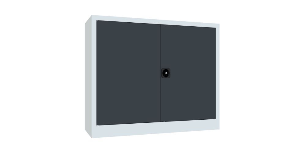Produktbild PAVOY Flügeltürenschrank 1000x1200x400 mm 2 Böden verzinkt RAL 7035/7016