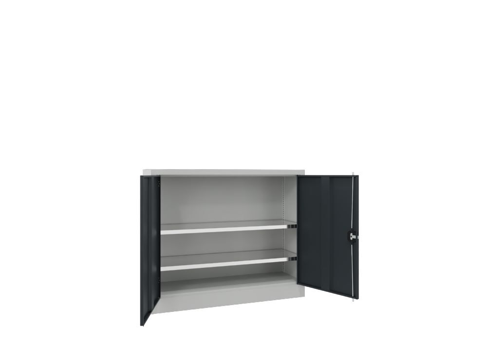 Produktbild Flügeltürenschrank, 1000x1200x400 mm, 2 Böden verzinkt, RAL 7035/7016 bild 2