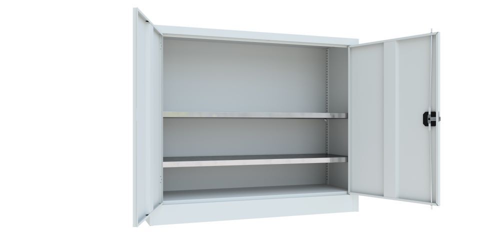Produktbild Flügeltürenschrank, 1000x1200x400 mm, 2 Böden verzinkt, RAL 7035 bild 3