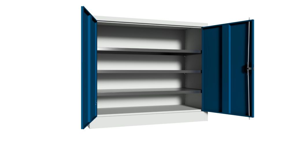 Produktbild Flügeltürenschrank, 1000x1200x500 mm, 2 Böden verzinkt, RAL 7035/5010 bild 2