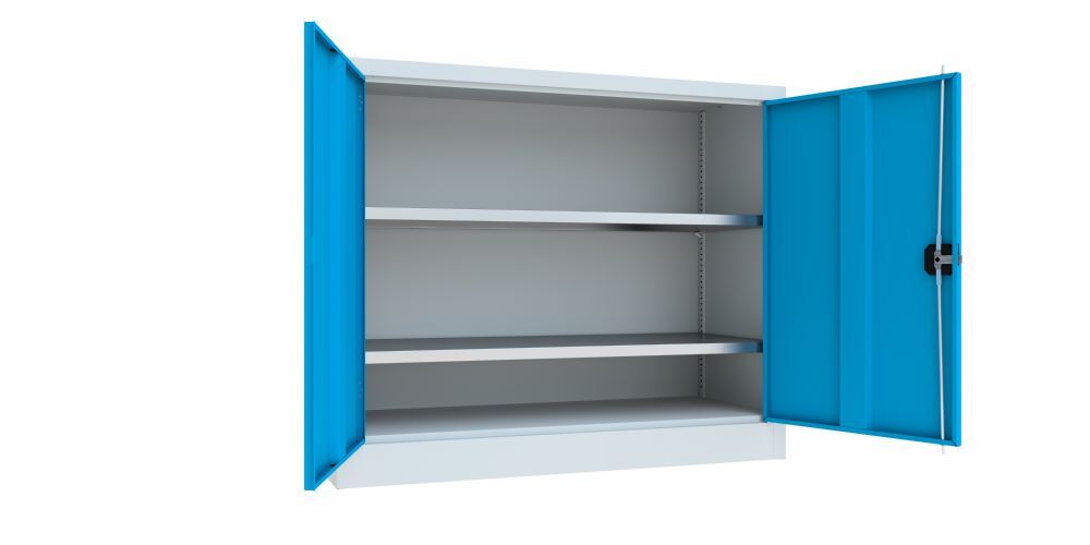 Produktbild Flügeltürenschrank, 1000x1200x500 mm, 2 Böden verzinkt, RAL 7035/5012 bild 2
