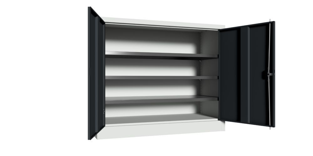 Produktbild Flügeltürenschrank, 1000x1200x500 mm, 2 Böden verzinkt, RAL 7035/7016 bild 2
