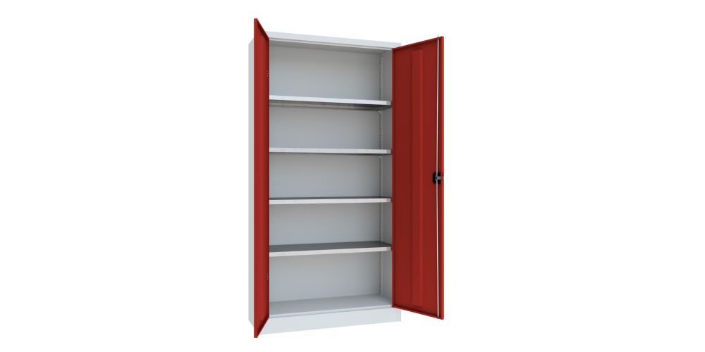 Produktbild Flügeltürenschrank, 1950x1000x400 mm, 4 Böden verzinkt, RAL 7035/3000 bild 2