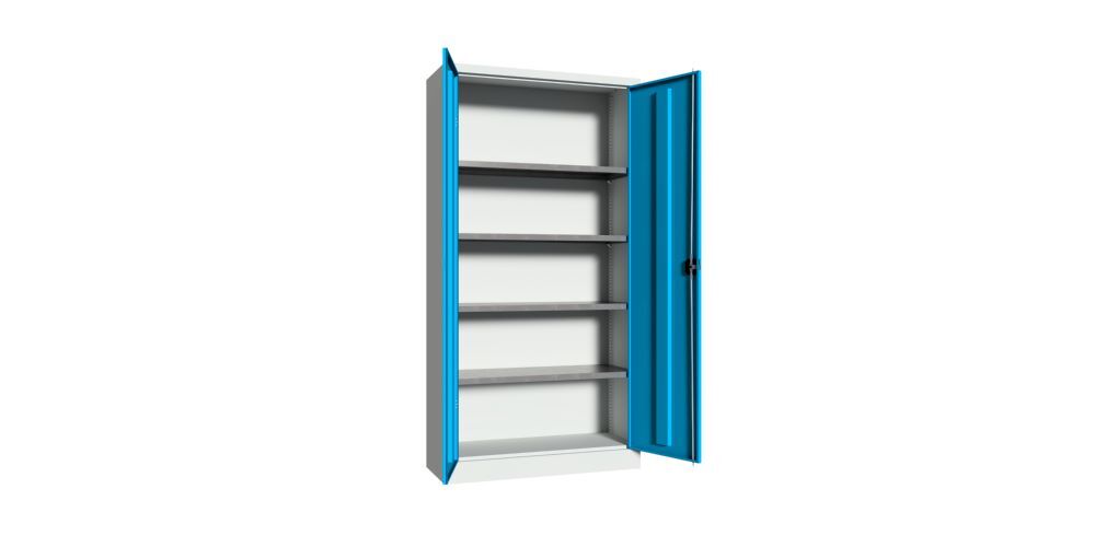 Produktbild Flügeltürenschrank, 1950x1000x400 mm, 4 Böden verzinkt, RAL 7035/5012 bild 2