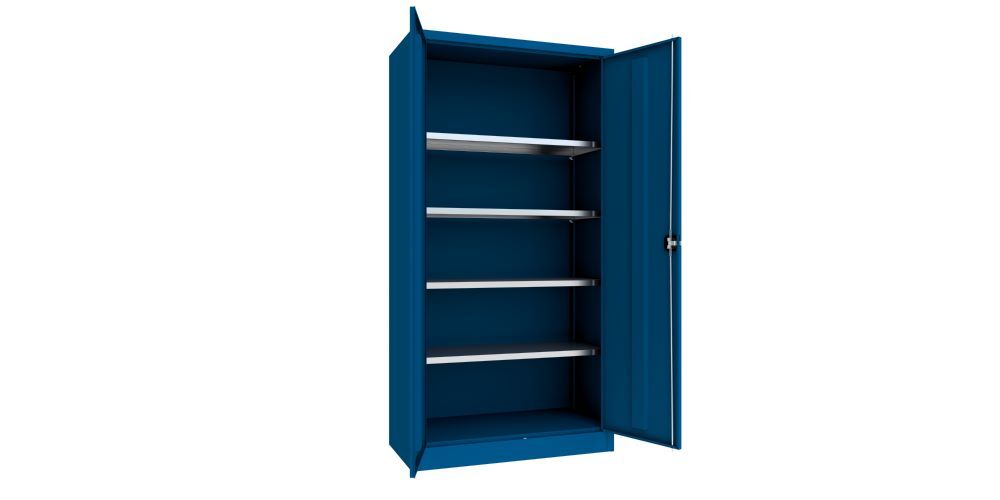 Produktbild Flügeltürenschrank, 1950x1000x500 mm, 4 Böden verzinkt, RAL 5010 bild 2