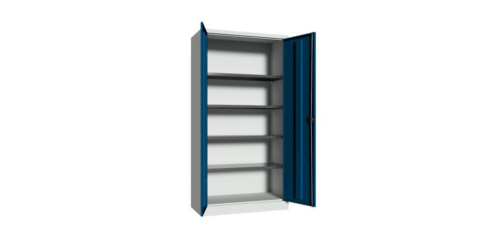 Produktbild Flügeltürenschrank, 1950x1000x500 mm, 4 Böden verzinkt, RAL 7035/510 bild 2