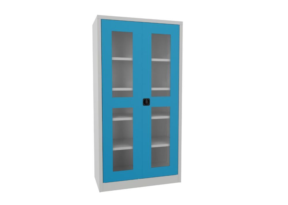 Produktbild PAVOY Flügeltürenschrank 1950x1000x500 mm 4 Böden verzinkt RAL 7035/5012